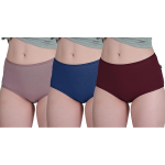 Women’s High Hipster Cotton Briefs with 2 Scrunchies Free |Everyday Comfort Panty with Full Back Coverage|Soft Breathable Fabric|Outer Elastic Waistba