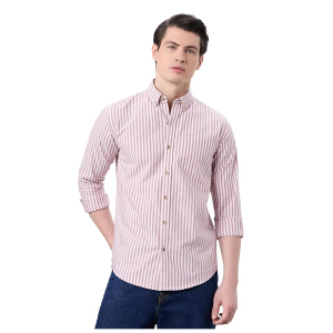 Symbol Premium Mens Striped Oxford Smart Casual Shirt | 100% Cotton | Button-Down Collar | Regular Fit