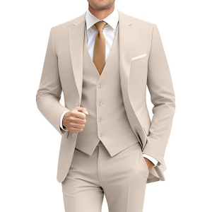 Men's 3 Piece Slim Fit Suit Set Two Button Blazer Jacket Vest Pants Tuxedo Set for Party, Wedding and Business