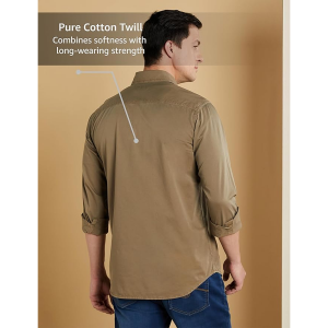 Symbol Premium Men Long Sleeve Casual Washed Cotton Twill Shirt (Regular Fit)