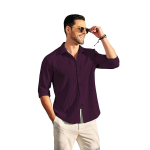 Men's Casual Button Down Shirts Long Sleeve Linen Shirt Fashion Textured Beach Summer Shirt