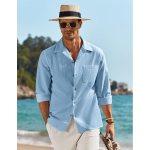 Men’s Casual Cotton Blend Shirt || Long Sleeve Button Down with Spread Collar | Lightweight Breathable Fabric |