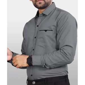 Men's Regular Fit Solid Soft Touch Cotton Casual Shirt with Pocket Design with Spread Collar & Full Sleeves
