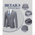 Piece Suits for Men Slim Fit Men's Suit for Business Wedding Party 2 Button Blazer Tuxedo Set Jacket Vest Pants