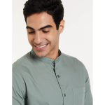 Men's Cotton Shirt | Chinese Collar | Casual | Plain | Full Sleeve | Summer - Regular Fit