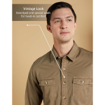 Symbol Premium Men Long Sleeve Casual Washed Cotton Twill Shirt (Regular Fit)