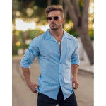Men’s Casual Cotton Blend Shirt || Long Sleeve Button Down with Spread Collar | Lightweight Breathable Fabric |
