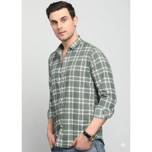 Men's Full Sleeve Checkered Casual Shirt, Blue, Green, and Cream Plaid Pattern